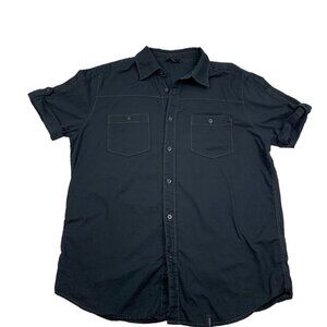 Straight Faded 100% Cotton Short Sleeve Button Down Shirt Men's Size Large